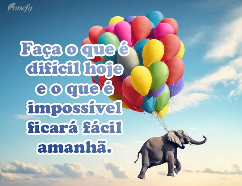 Faça o que é difícil hoje e o que é impossível ficará fácil amanhã.