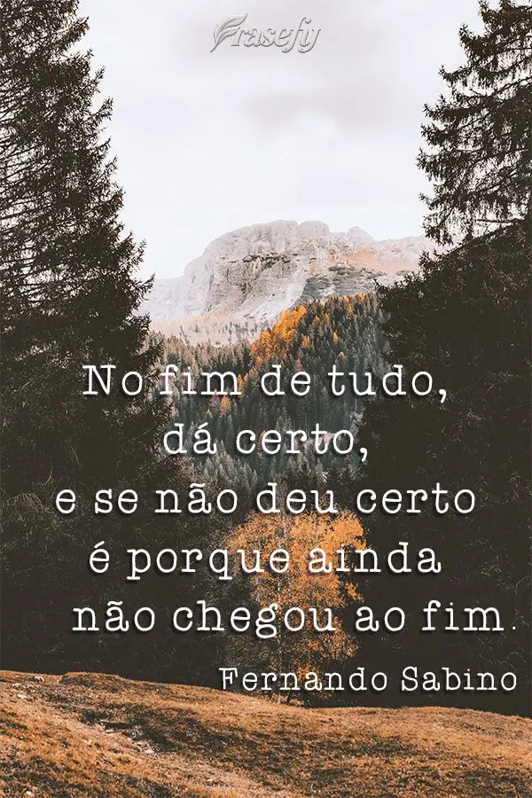 No fim de tudo dá certo, e se não deu certo é porque ainda não chegou ao fim.  Fernando Sabino