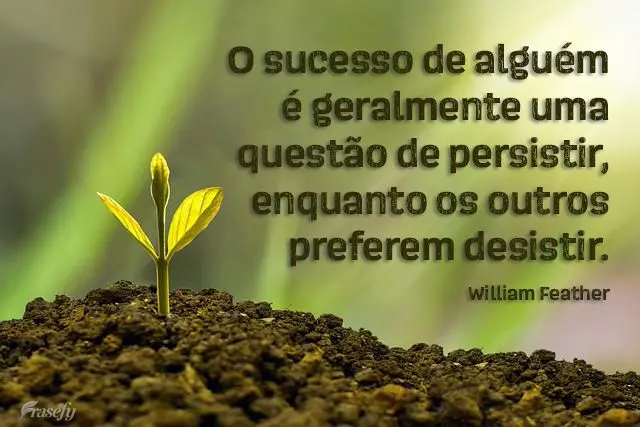 O sucesso de alguém é geralmente uma questão de persistir, enquanto os outros preferem desistir.  William Feather