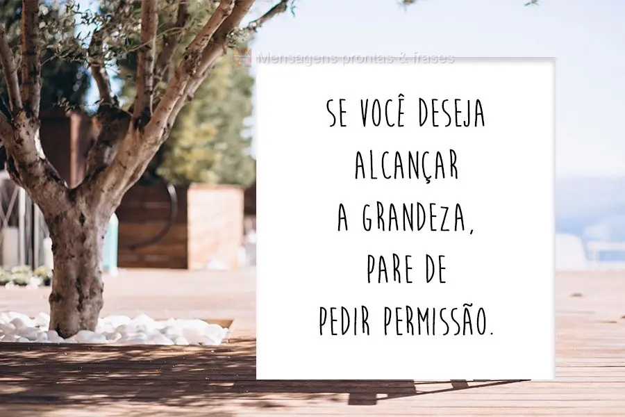 Se você deseja alcançar a grandeza, pare de pedir permissão.
