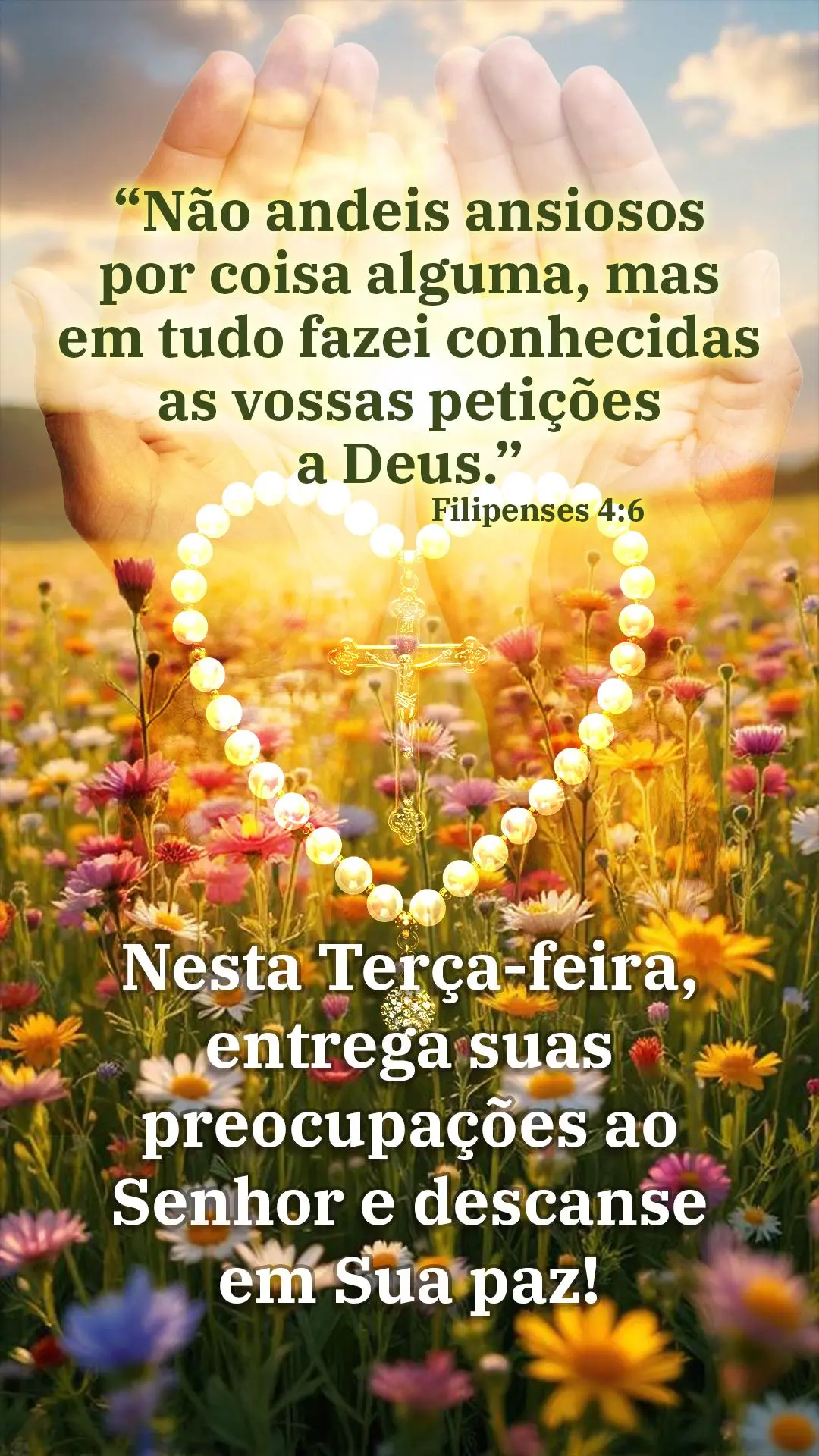 "Não andeis ansiosos por coisa alguma, mas em tudo fazei conhecidas as vossas petições a Deus." — Filipenses 4:6. Nesta terça-feira, entrega suas p...
