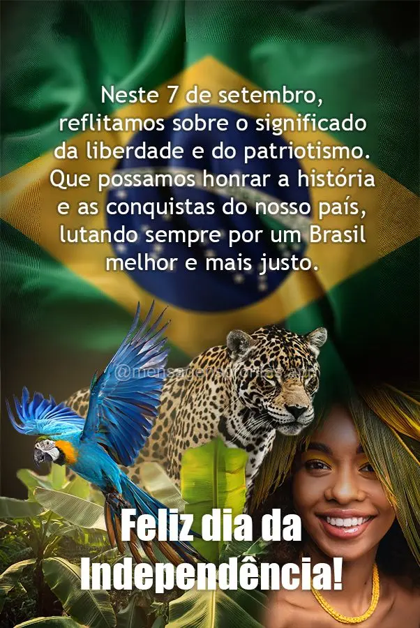 Neste 7 de setembro, reflitamos sobre o significado da liberdade e do patriotismo. Que possamos honrar a história e as conquistas do nosso país, lutand...