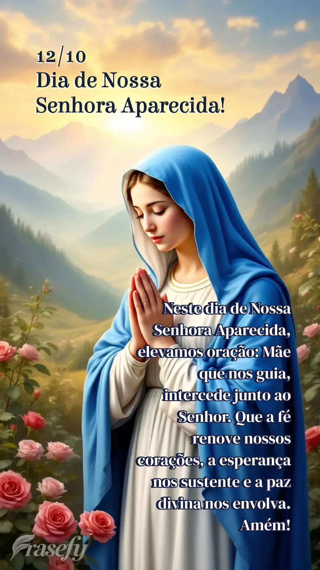 Neste dia de Nossa Senhora Aparecida, elevamos oração: Mãe que nos guia, intercede junto ao Senhor. Que a fé renove nossos corações, a esperança n...