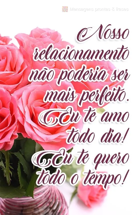 Nosso relacionamento não poderia ser mais perfeito. Eu te amo todo dia! Eu te quero todo o tempo!
