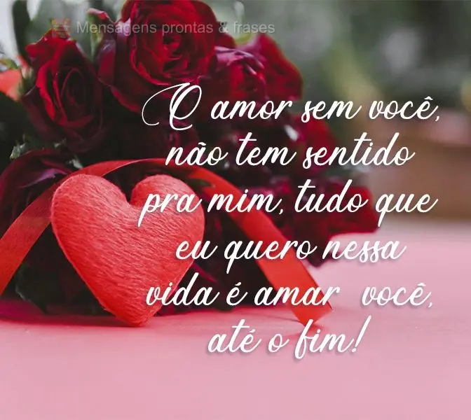 O amor sem você não tem sentido pra mim. Tudo que eu quero nessa vida é amar  você, até o fim!
