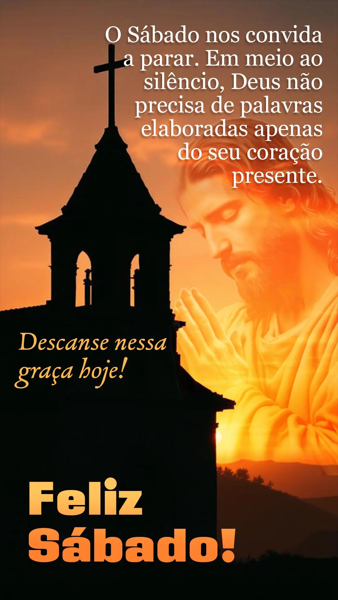O Sábado nos convida a parar. Em meio ao silêncio, Deus não precisa de palavras elaboradas — apenas do seu coração presente. Descanse nessa graça...
