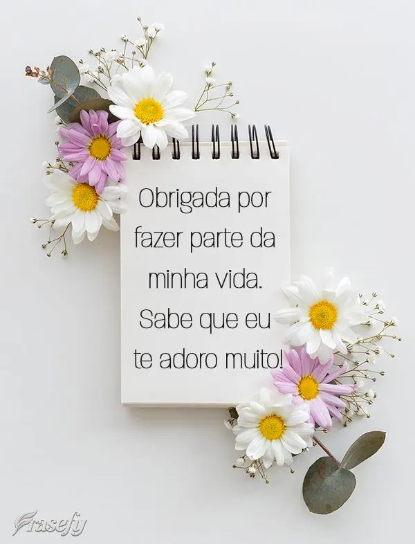 Obrigada por fazer parte da minha vida. Saiba que eu te adoro muito!
