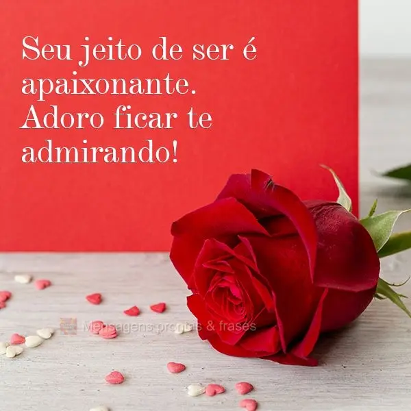 Seu jeito de ser é apaixonante. Adoro ficar te admirando!
