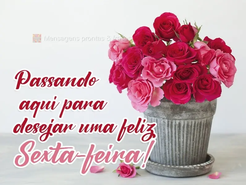 Passando aqui para desejar uma feliz Sexta-feira!
