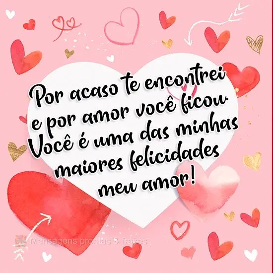 Por acaso te encontrei e por amor você ficou. Você é uma das minhas maiores felicidades, meu amor!
