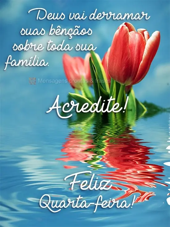 Deus vai derramar suas bênçãos sobre toda sua família. Acredite! 
 Feliz Quarta-feira!