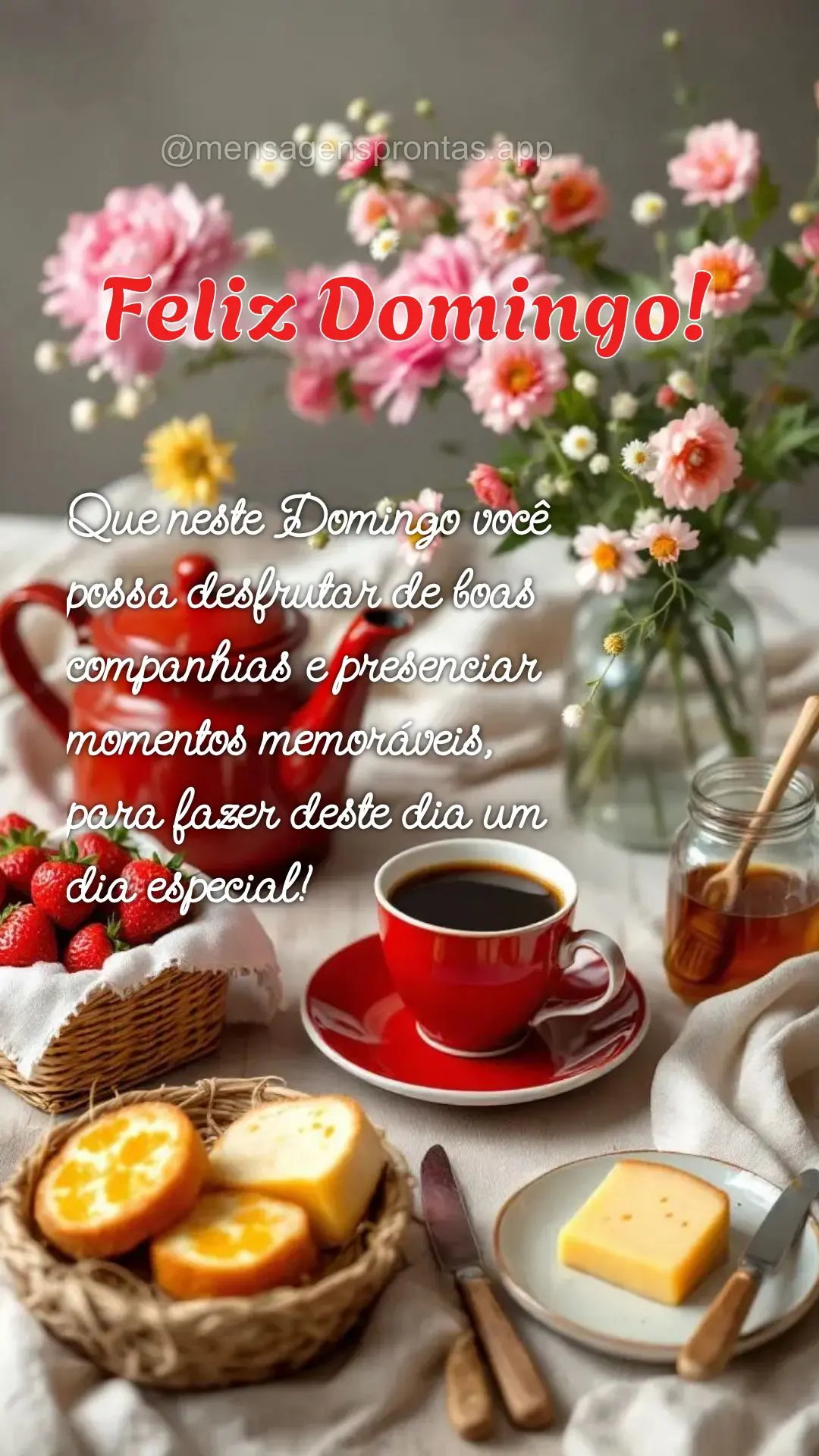 Que neste Domingo você possa desfrutar de boas companhias e presenciar momentos memoráveis, para fazer deste dia um dia especial! Feliz Domingo!