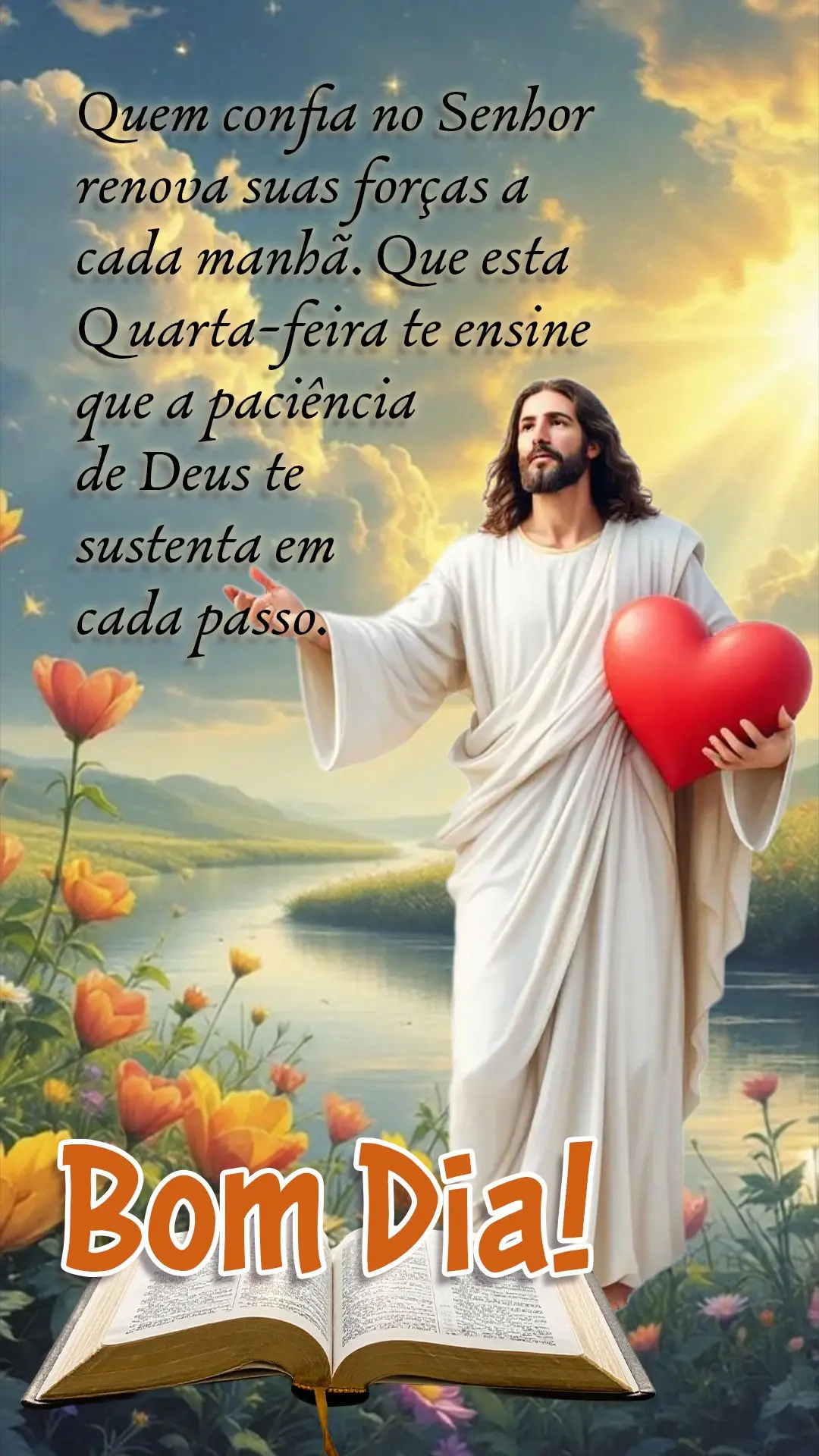 🌿 Quem confia no Senhor renova suas forças a cada manhã. Que esta quarta-feira te ensine que a paciência de Deus te sustenta em cada passo. #BomDia...