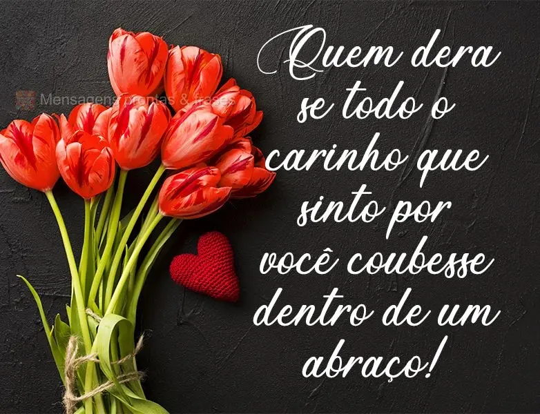 Quem dera se todo o carinho que sinto por você coubesse dentro de um abraço!
