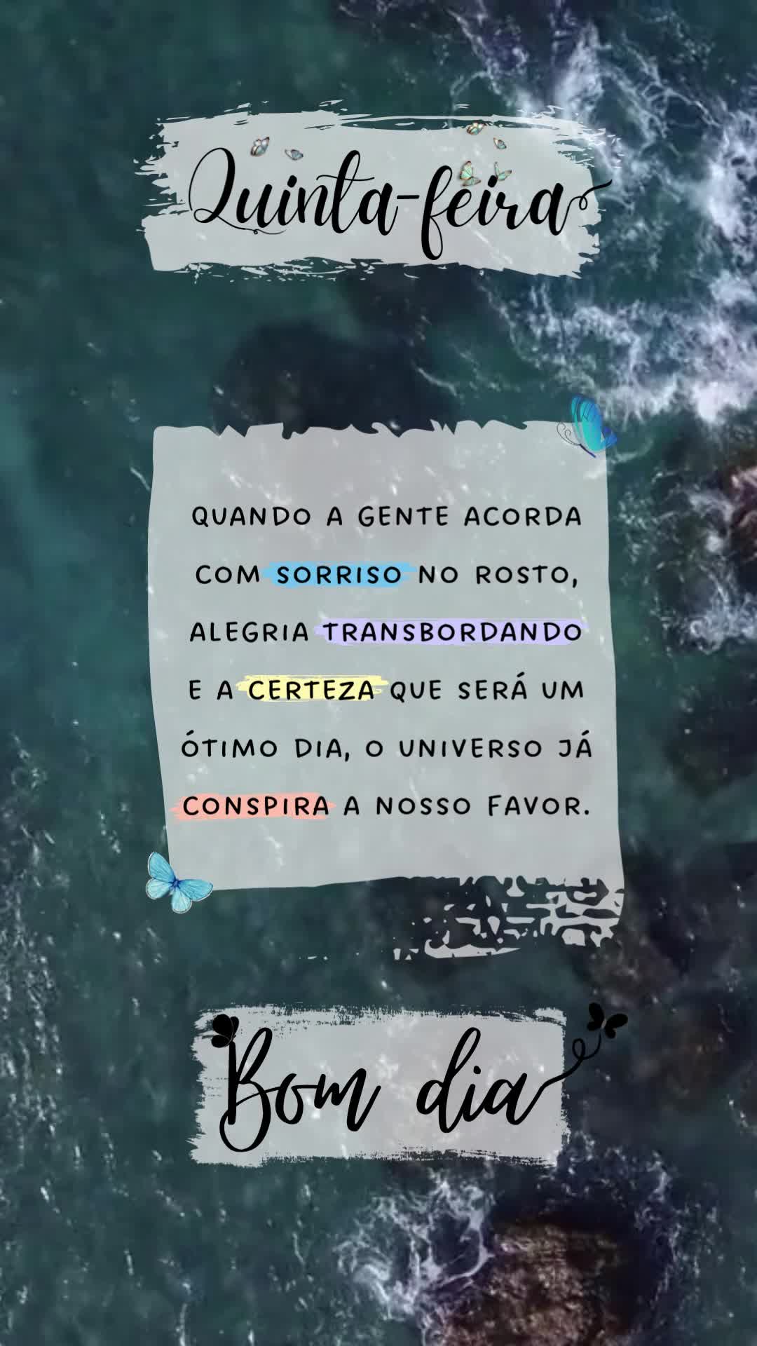 Quinta-feira
Quando a gente acorda com sorriso no rosto, alegria transbordando e a certeza que será um ótimo dia, o universo já conspira a nosso favo...