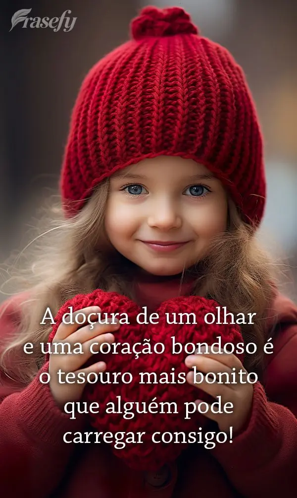 A doçura de um olhar e uma coração bondoso é o tesouro mais bonito que alguém pode carregar consigo!