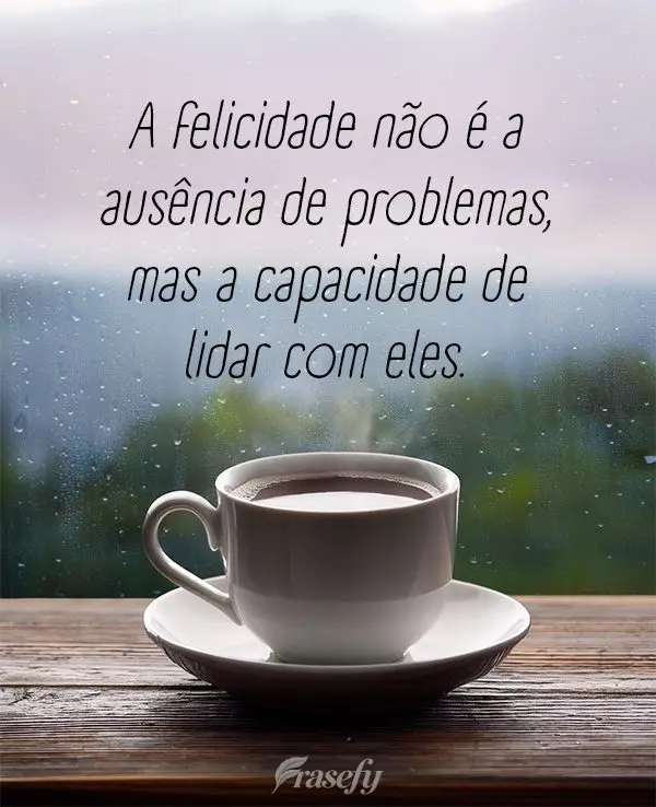 A felicidade não é a ausência de problemas, mas a capacidade de lidar com eles.