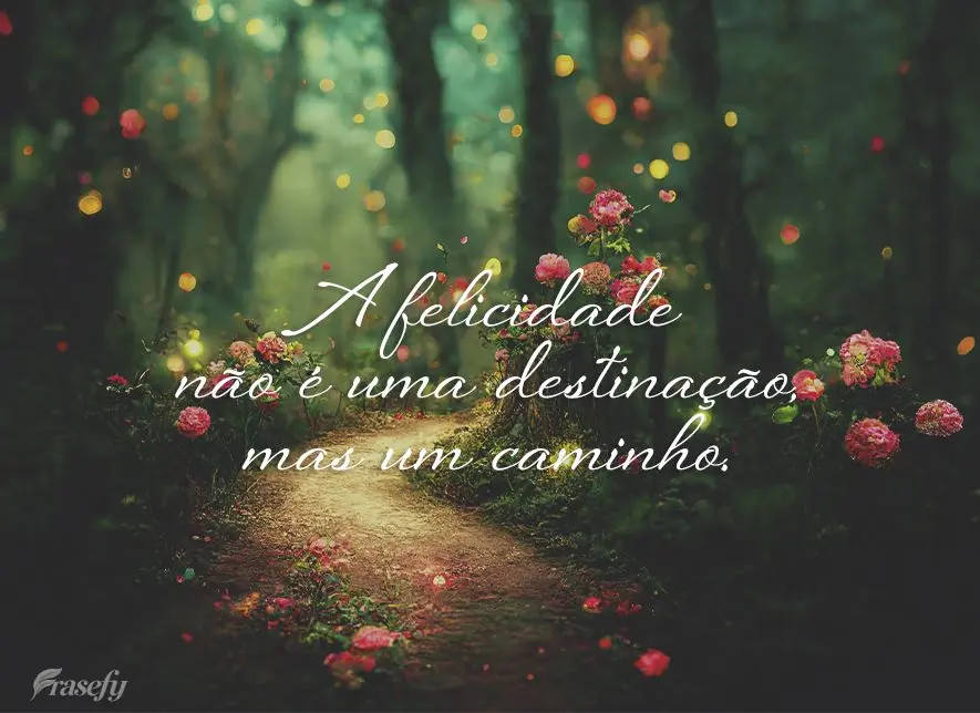 A felicidade não é uma destinação, mas um caminho.