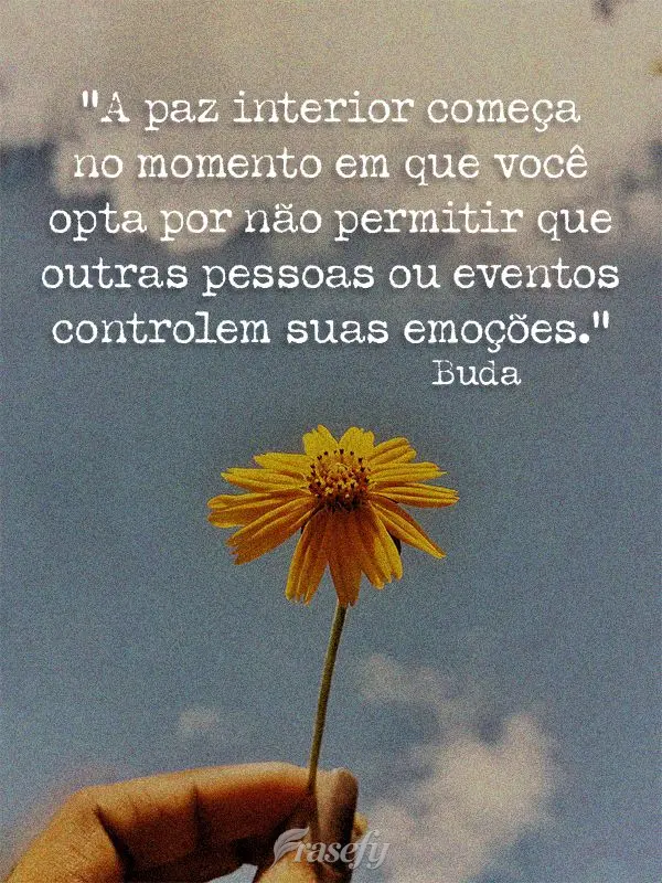 “A paz interior começa no momento em que você opta por não permitir que outras pessoas ou eventos controlem suas emoções.” Buda
