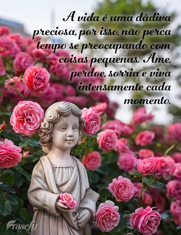 A vida é uma dádiva preciosa, por isso, não perca tempo se preocupando com coisas pequenas. Ame, perdoe, sorria e viva intensamente cada momento.