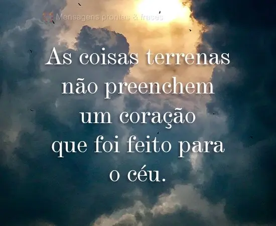 As coisas terrenas não preenchem um coração que foi feito para o céu.
