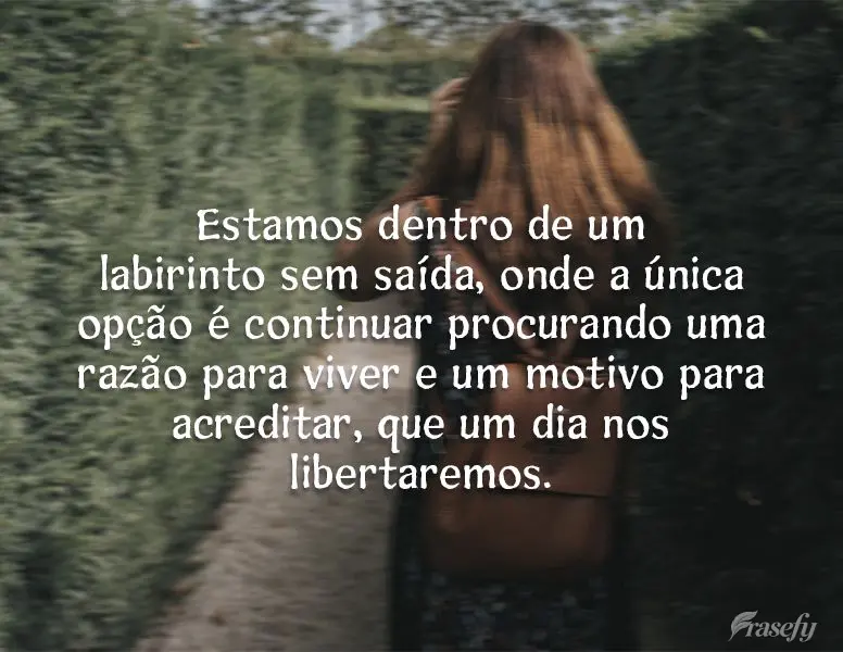 Estamos dentro de um labirinto sem saída onde a única opção é continuar procurando uma razão para viver e um motivo para acreditar que um dia nos l...