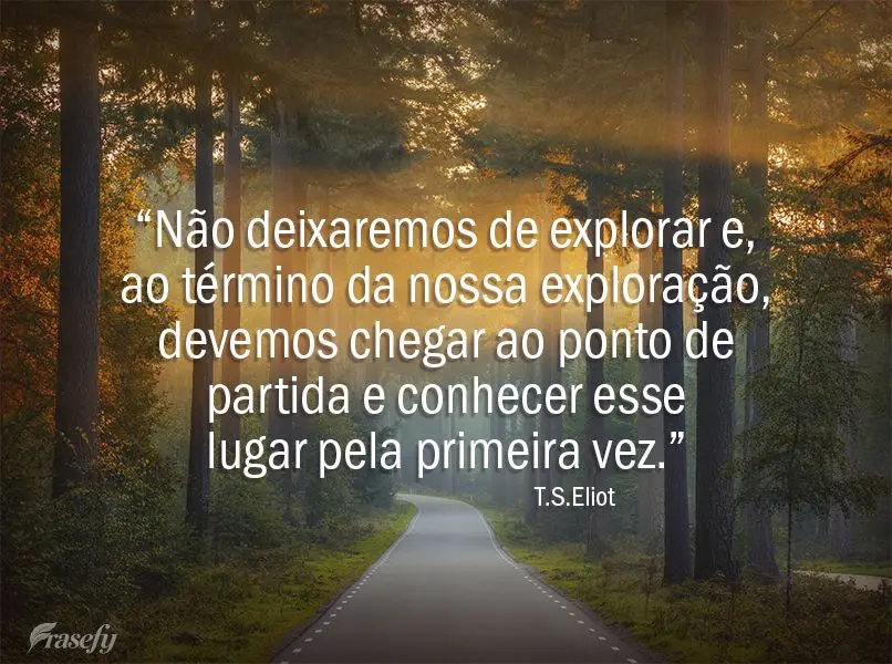 “Não deixaremos de explorar e, ao término da nossa exploração, devemos chegar ao ponto de partida e conhecer esse lugar pela primeira vez.” T.S.E...