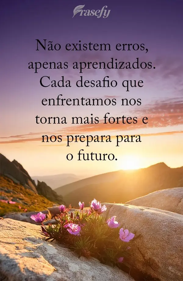 Não existem erros, apenas aprendizados. Cada desafio que enfrentamos nos torna mais fortes e nos prepara para o futuro.