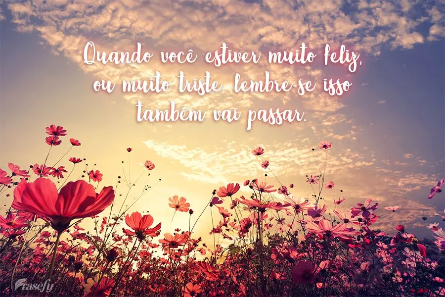 Quando você estiver muito feliz, ou muito triste, lembre-se que isso também vai passar.
