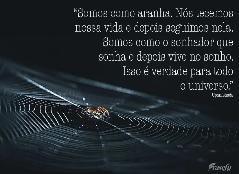 “Somos como aranha. Nós tecemos nossa vida e depois seguimos nela. Somos como o sonhador que sonha e depois vive no sonho. Isso é verdade para todo o...
