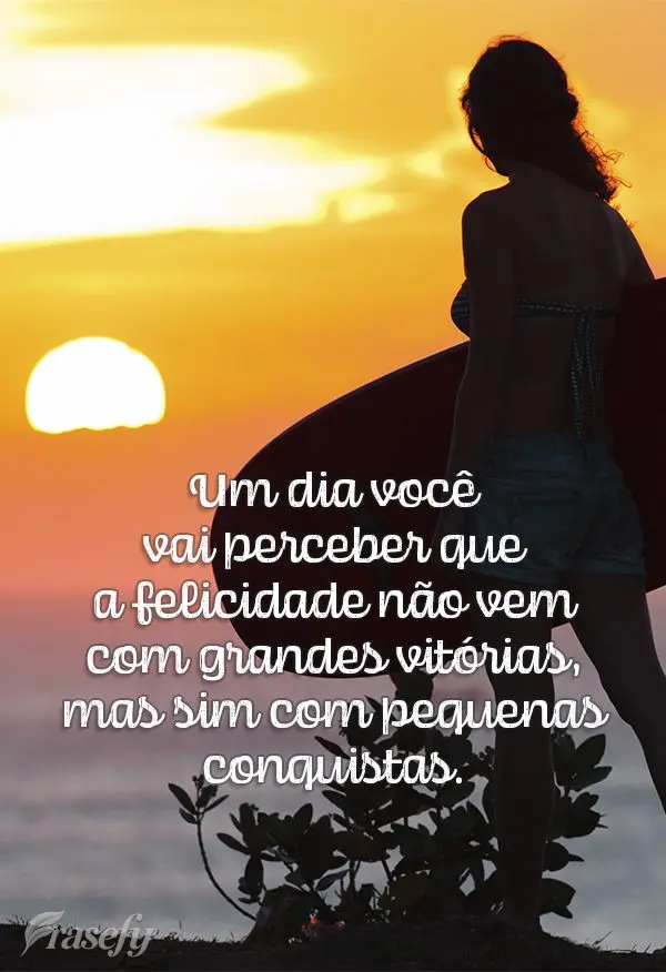 Um dia você vai perceber que a felicidade não vem com grandes vitórias, mas sim com pequenas conquistas.