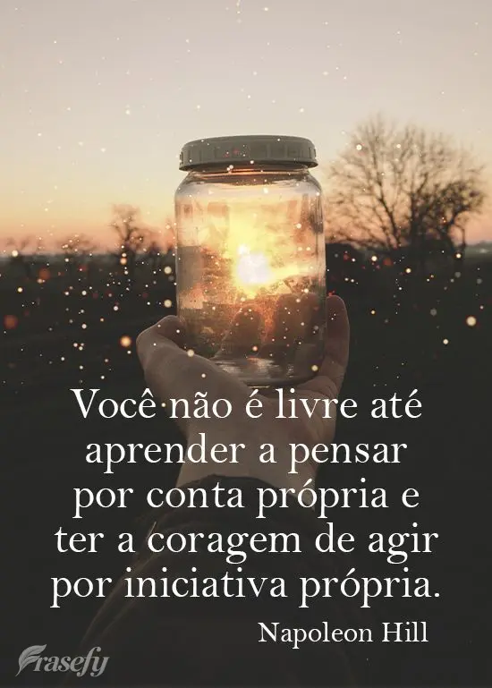 Você não é livre até aprender a pensar por conta própria e ter a coragem de agir por iniciativa própria.  Napoleon Hill