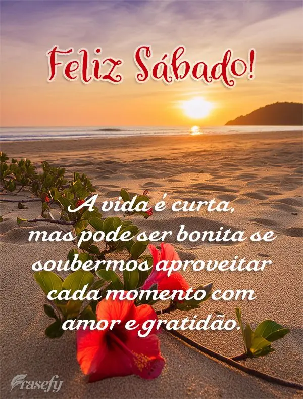 A vida é curta, mas pode ser bonita se soubermos aproveitar cada momento com amor e gratidão. Feliz Sábado!