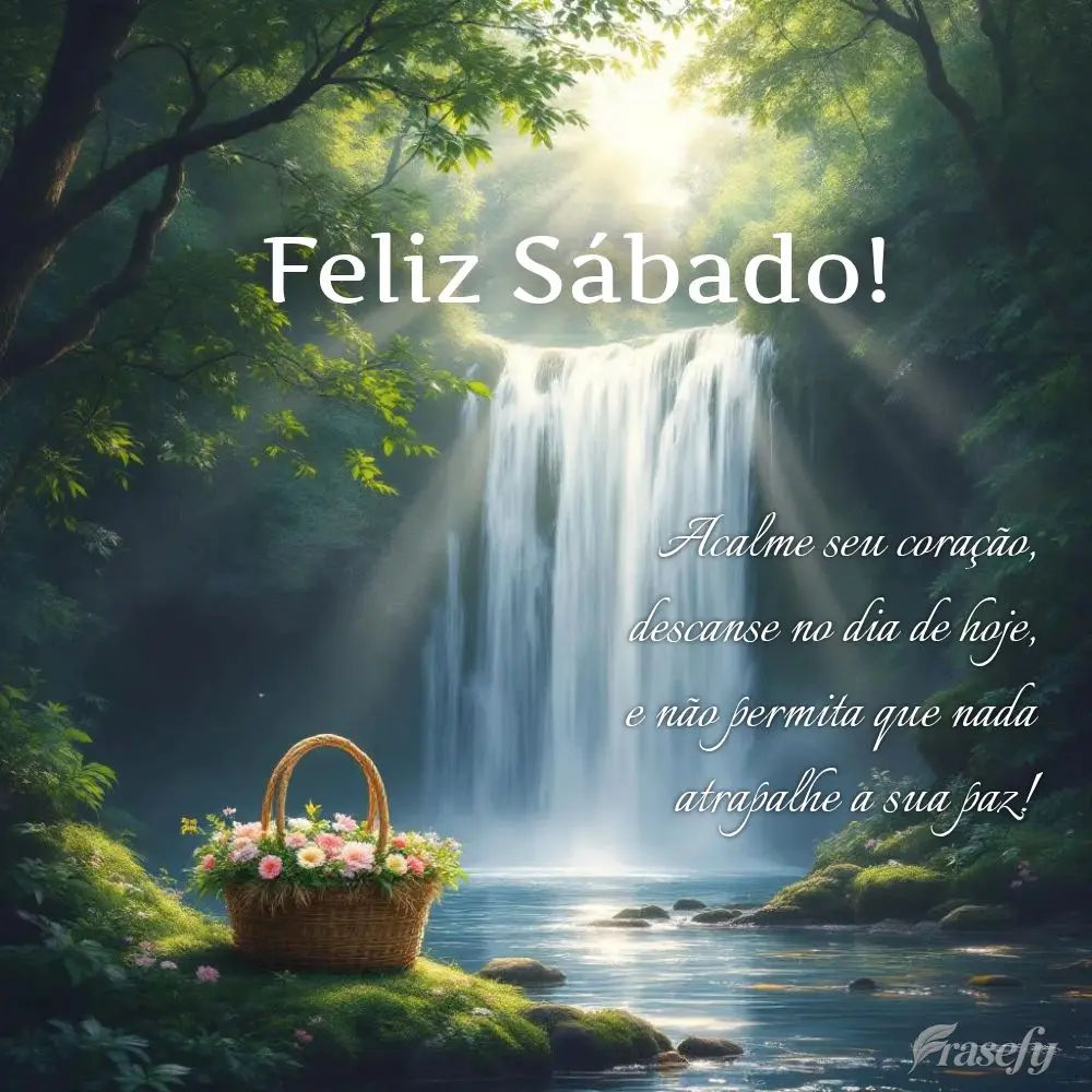 Acalme seu coração, descanse no dia de hoje, e não permita que nada atrapalhe a sua paz! Feliz Sábado!