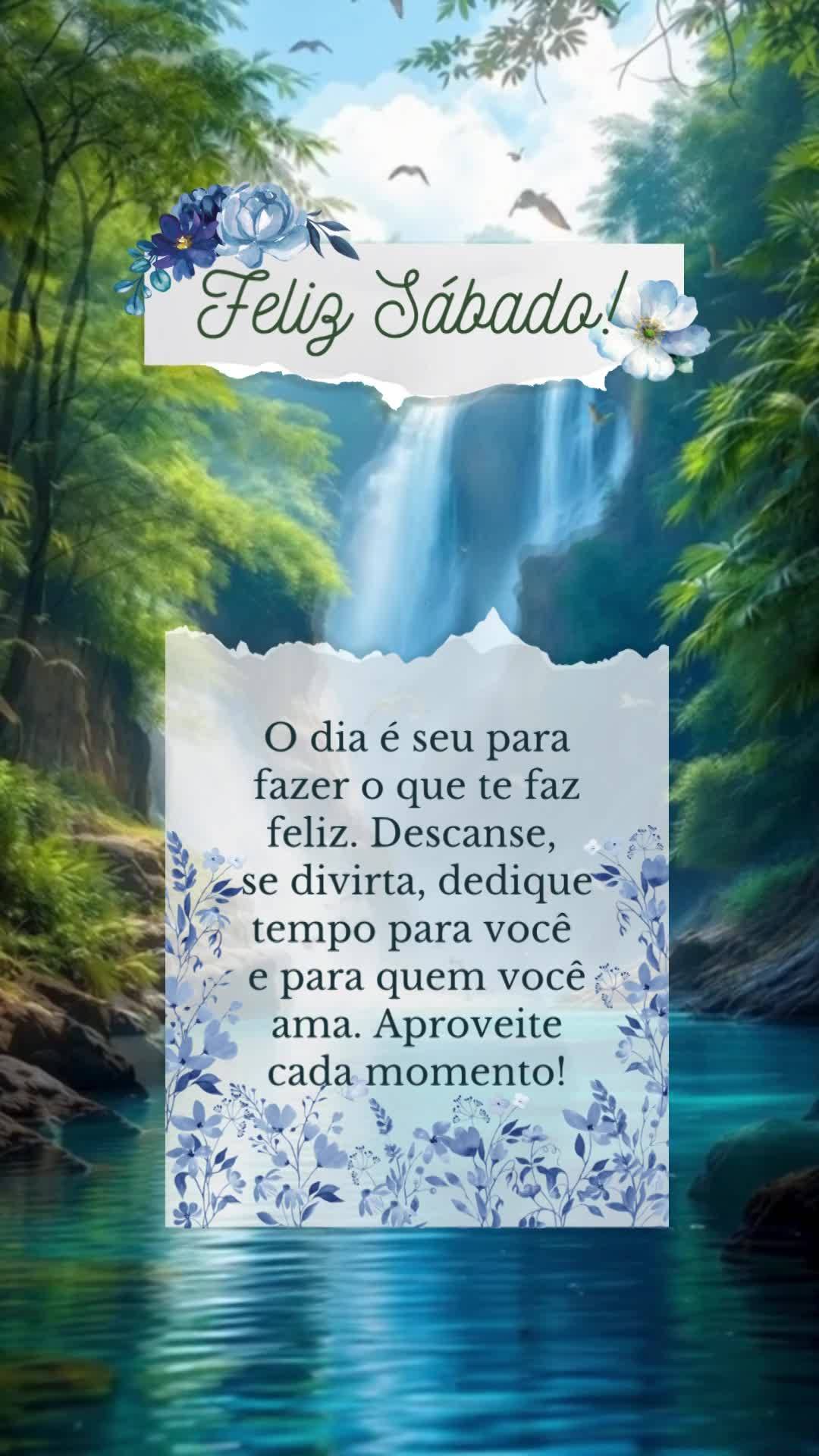 O dia é seu para fazer o que te faz feliz. Descanse, se divirta, dedique tempo para você e para quem você ama. Aproveite cada momento! Feliz sábado!...