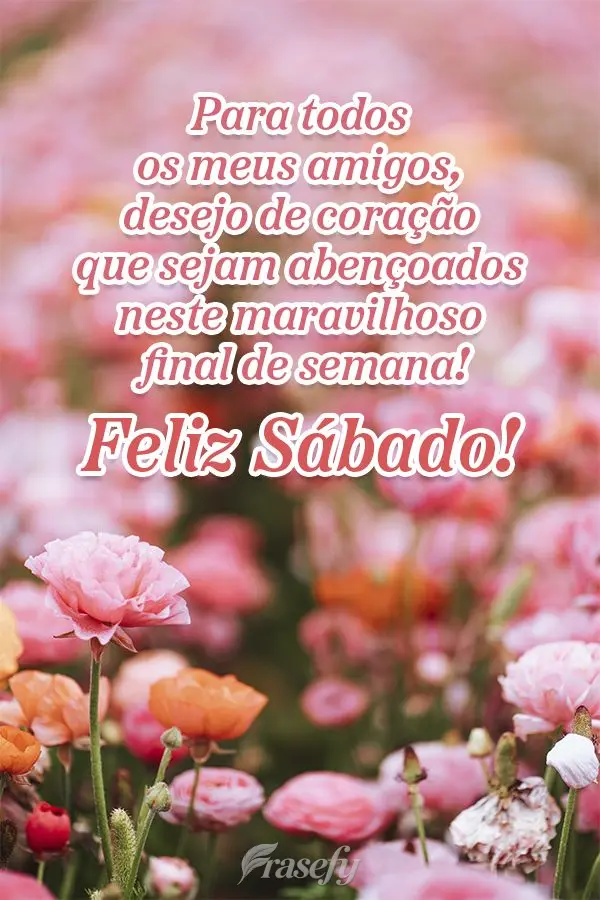 Para todos os meus amigos, desejo de coração que sejam abençoados neste maravilhoso final de semana! Feliz Sábado!