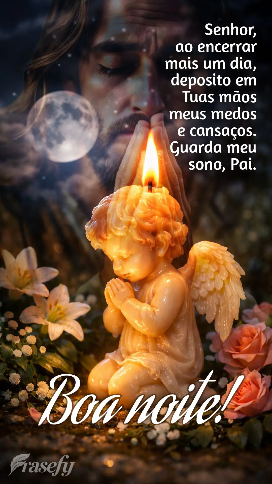 Senhor, ao encerrar mais um dia, deposito em Tuas mãos meus medos e cansaços. Guarda meu sono, Pai. Boa noite! 🌙🙏