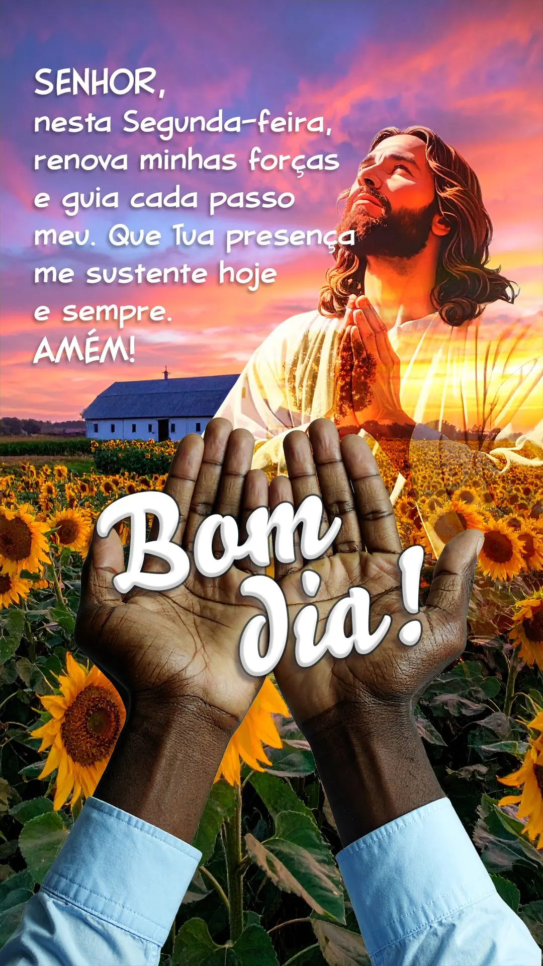 Senhor, nesta segunda-feira, renova minhas forças e guia cada passo meu. Que Tua presença me sustente hoje e sempre. Amém! 🙏✨