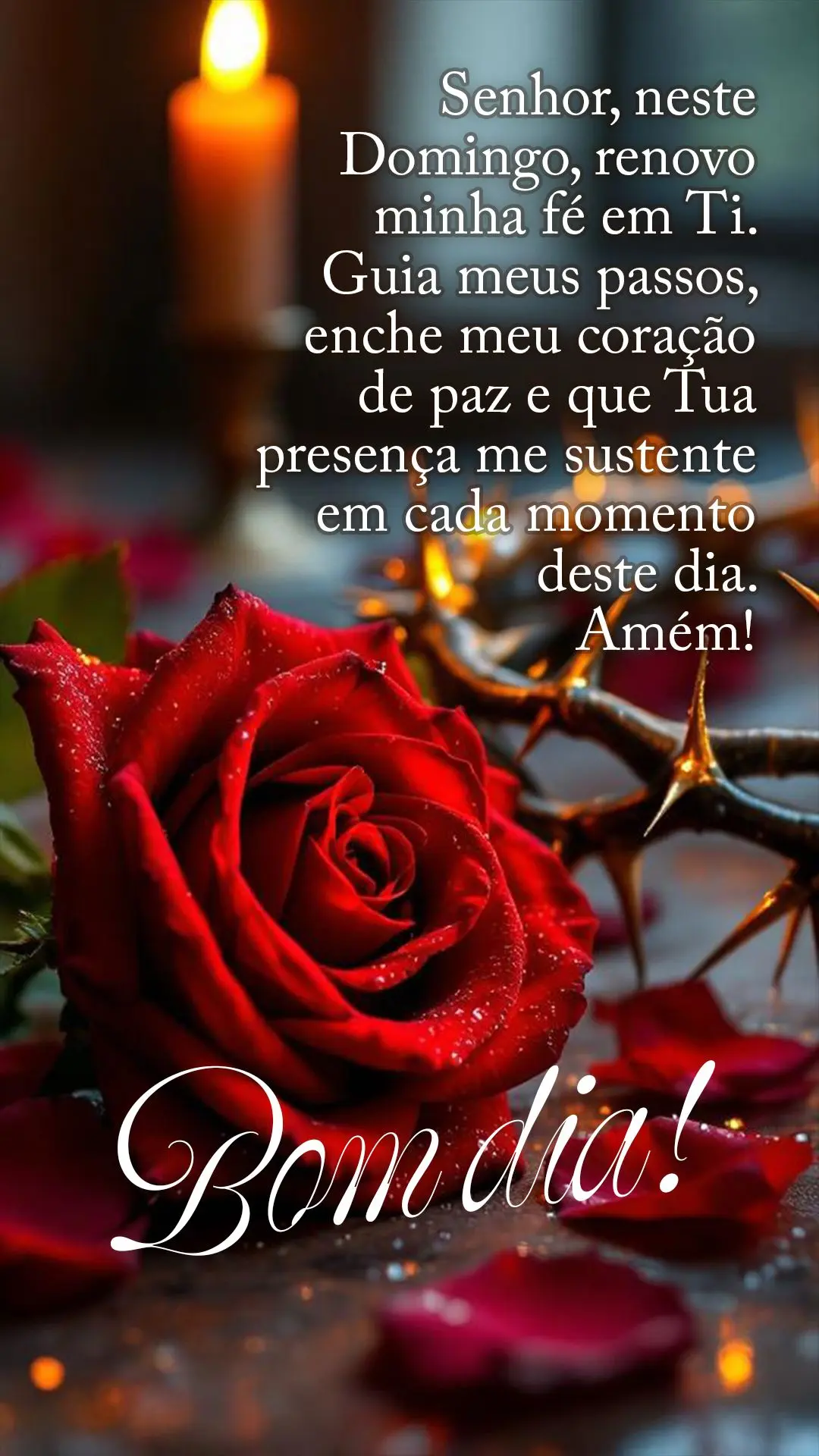 Senhor, neste domingo, renovo minha fé em Ti. Guia meus passos, enche meu coração de paz e que Tua presença me sustente em cada momento deste dia. Am...