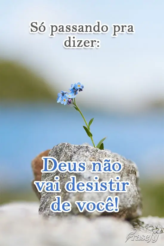Só passando pra dizer: Deus não vai desistir de você!  
