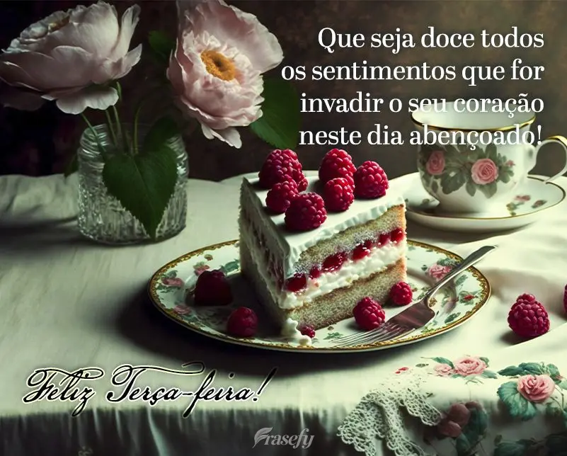 Que seja doce todos os sentimentos que for invadir o seu coração neste dia abençoado! Feliz Terça-feira!