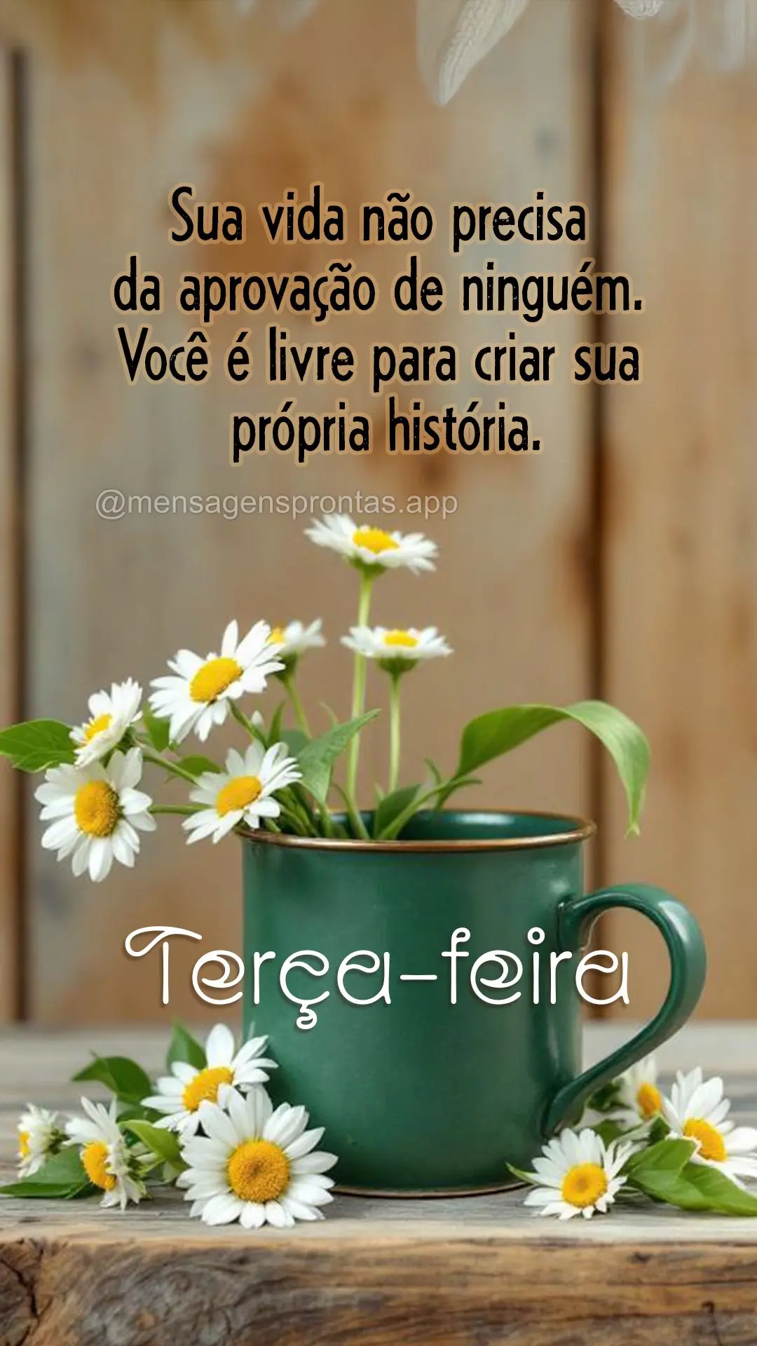 Sua vida não precisa da aprovação de ninguém. Você é livre para criar sua própria história. Terça-feira