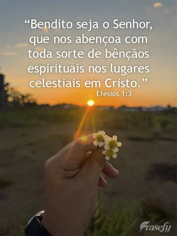"Bendito seja o Senhor, que nos abençoa com toda sorte de bênçãos espirituais nos lugares celestiais em Cristo." Efésios 1:3