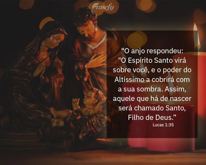“O anjo respondeu: "O Espírito Santo virá sobre você, e o poder do Altíssimo a cobrirá com a sua sombra. Assim, aquele que há de nascer será cha...