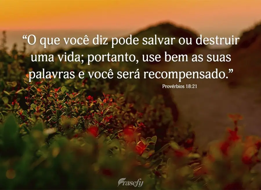 “O que você diz pode salvar ou destruir uma vida; portanto, use bem as suas palavras e você será recompensado.” Provérbios 18,21