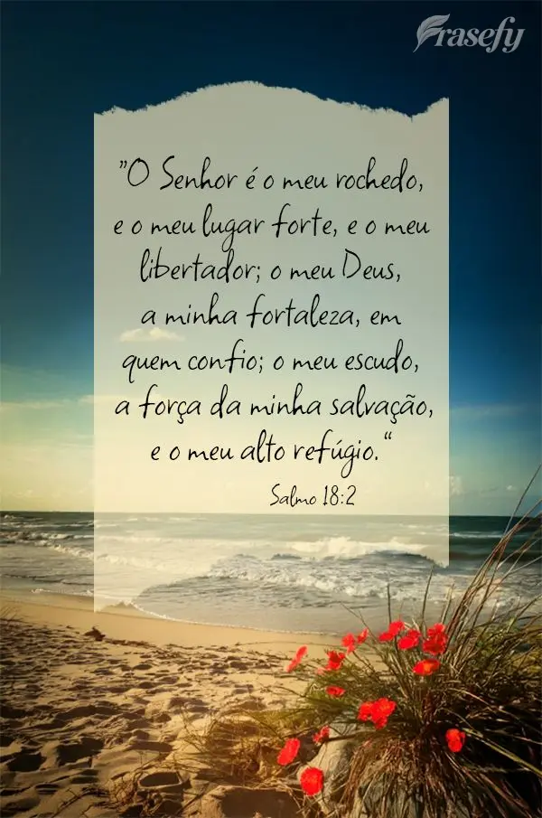 "O Senhor é o meu rochedo, e o meu lugar forte, e o meu libertador; o meu Deus, a minha fortaleza, em quem confio; o meu escudo, a força da minha salva...