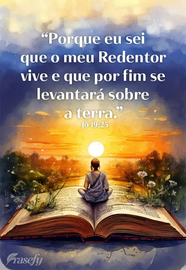 "Porque eu sei que o meu Redentor vive e que por fim se levantará sobre a terra." Jó 19:25