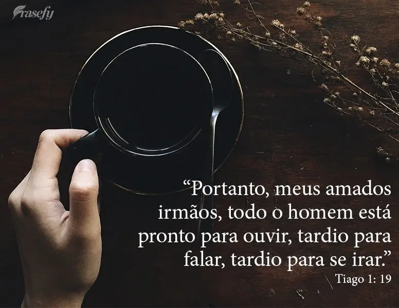 "Portanto, meus amados irmãos, todo o homem está pronto para ouvir, tardio para falar, tardio para se irar."  Tiago 1: 19