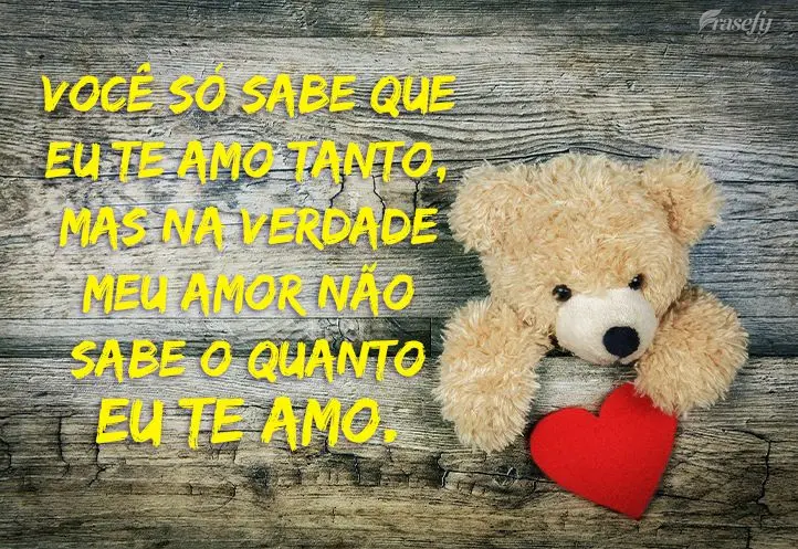 Você só sabe que eu te amo tanto, mas na verdade meu amor não sabe o quanto.