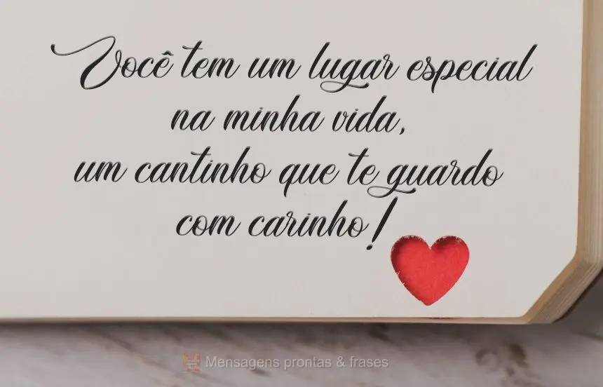 Você tem um lugar especial na minha vida, um cantinho que te guardo com carinho!
